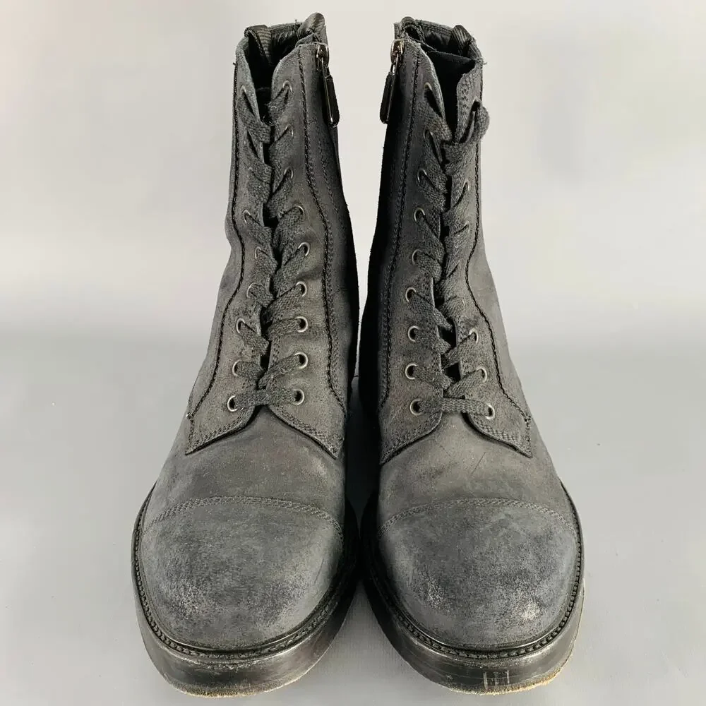 PAUL ANDREW Size 10 Black Nubuck Leather Side Zipper Boots